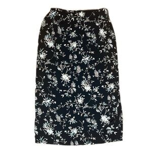 Vintage Kathie Lee Collection Black and White Floral Maxi Skirt Size 14